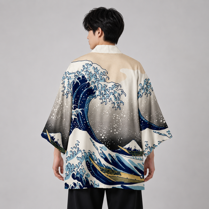 Kimono Japanese Great Wave and Mighty Koi