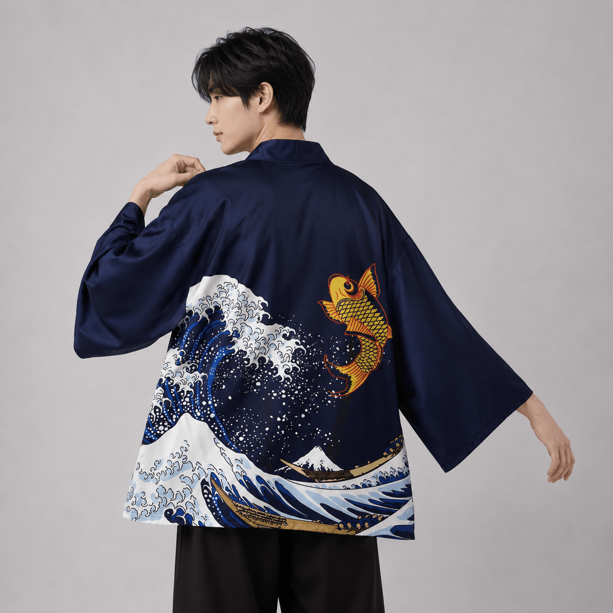 Kawaiies Collection - Kimono - Kimono Japanese Great Wave and Mighty Koi