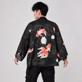 Kawaiies Collection - Kimono - Golden Koi and Japanese Crane Men Kimono