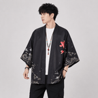 Kawaiies Collection - Kimono - Golden Koi and Japanese Crane Men Kimono