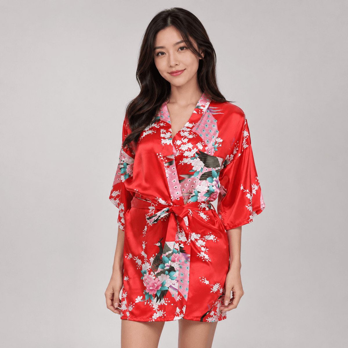 Kawaiies Collection - Kimono - Kimono Short Robe Magnificent Peacock 2nd Collection