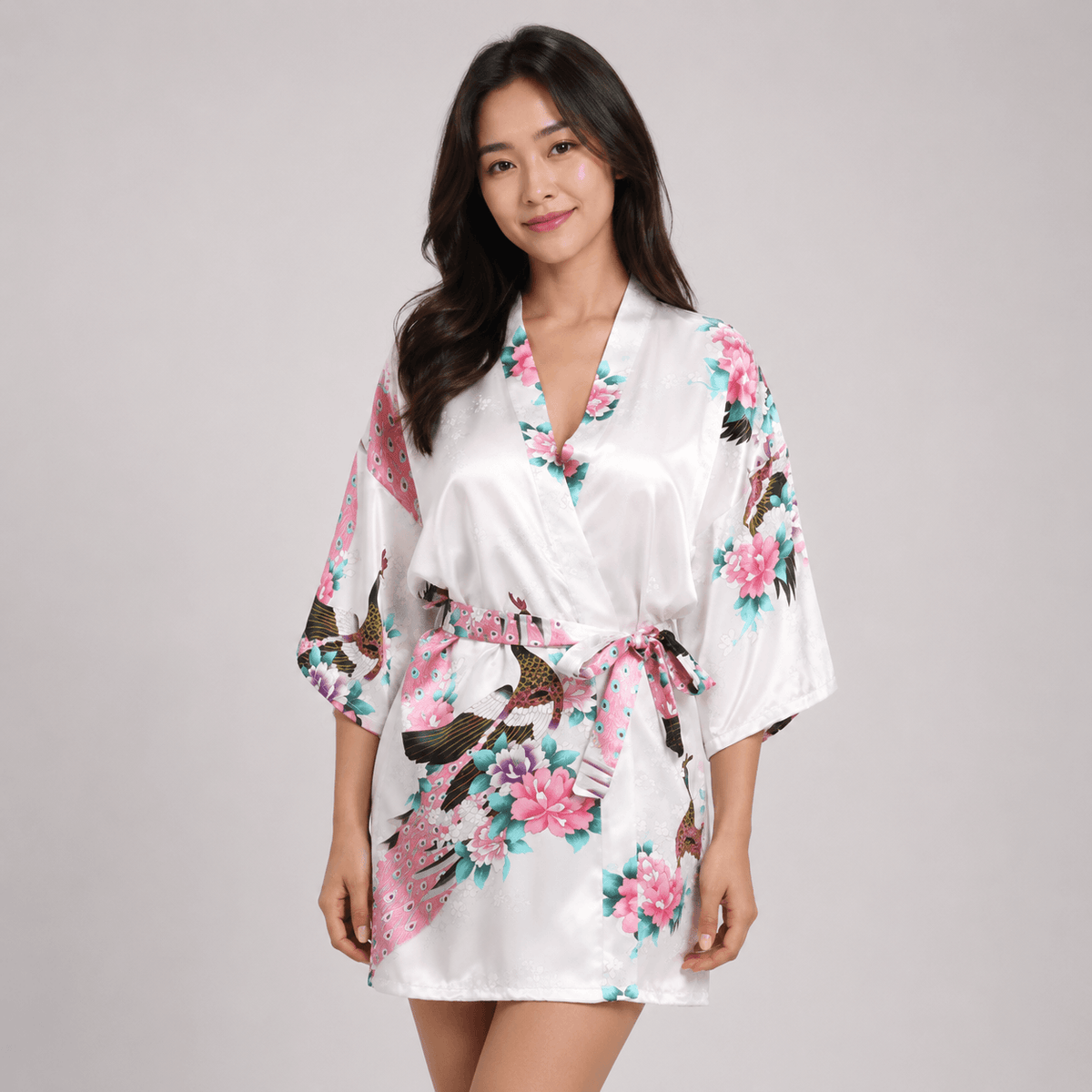 Kawaiies Collection - Kimono - Kimono Short Robe Magnificent Peacock 2nd Collection