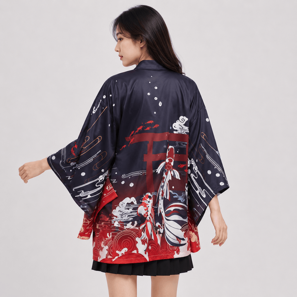 Kawaiies Collection - Kimono - Japanese Great Koi of Torii Gate Women's Kimono Cardigan