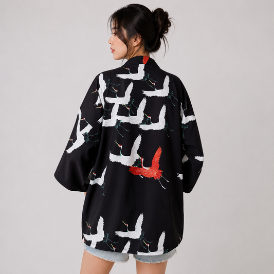 Japanese-themed Women Kimono Koi and Cranes