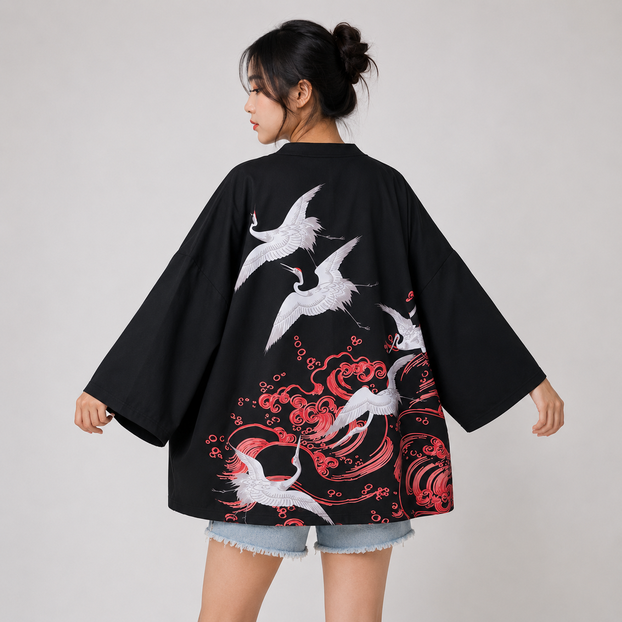 Japanese-themed Women Kimono Koi and Cranes