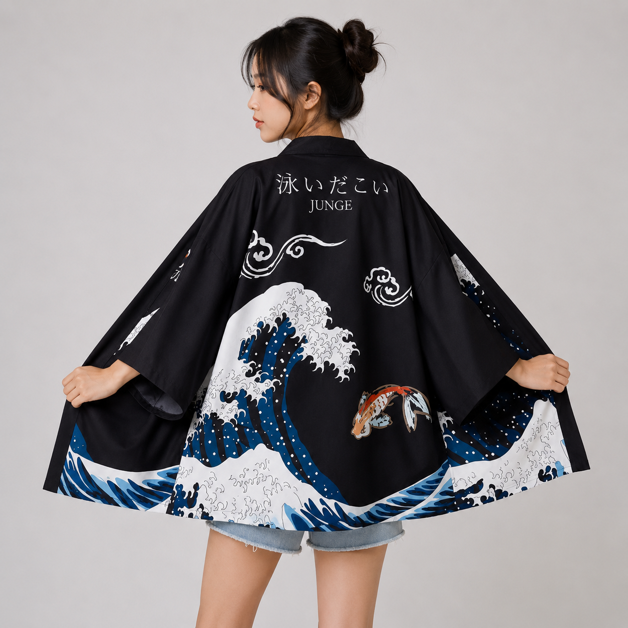 Japanese-themed Women Kimono Koi and Cranes