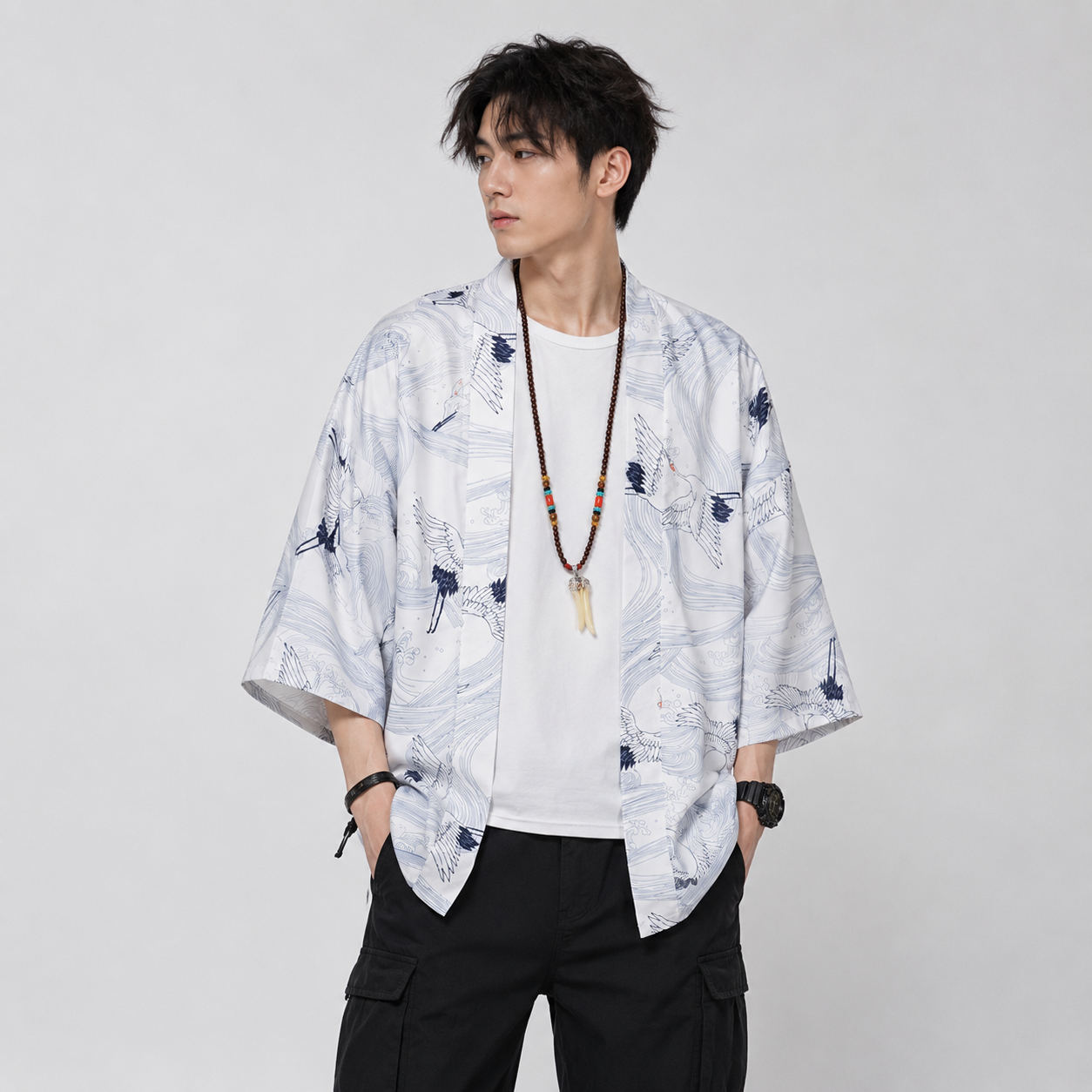 Japanese Royal Cranes Kimono