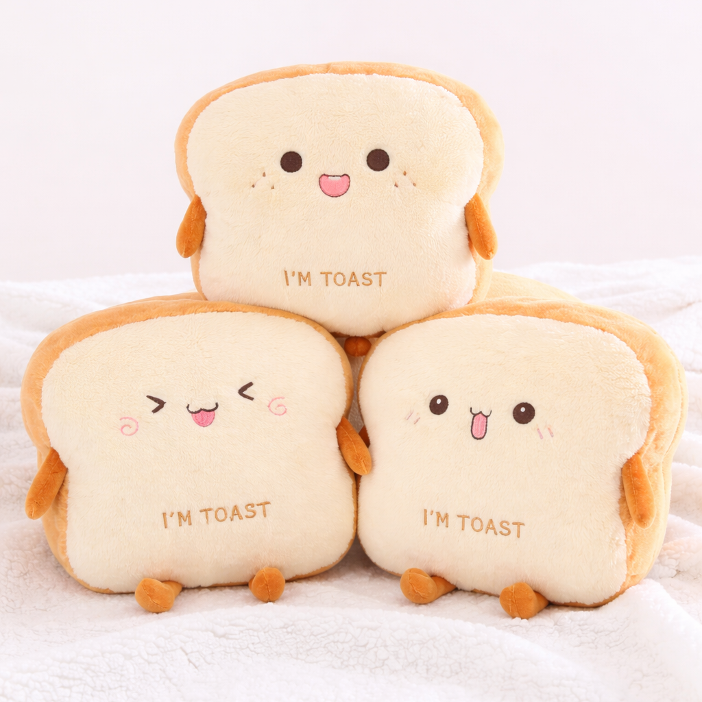 Fluffy Toastie Bread Hand Warmer Plushies