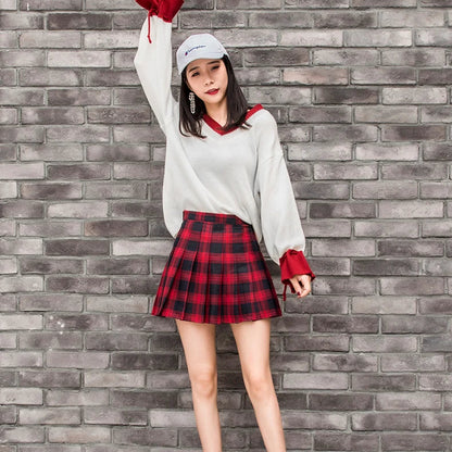 Harajuku High Waist School Girl Pleated Plaid Short Skirt