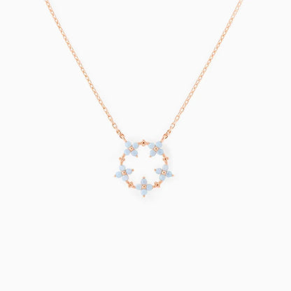 Blooming Baby Blue Flower 18K Gold-Plated Necklace