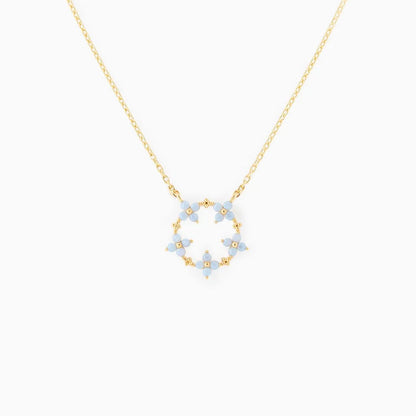 Blooming Baby Blue Flower 18K Gold-Plated Necklace