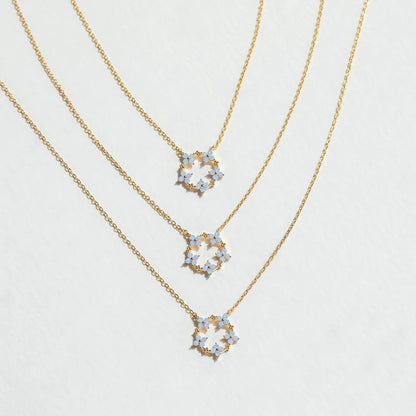 Blooming Baby Blue Flower 18K Gold-Plated Necklace