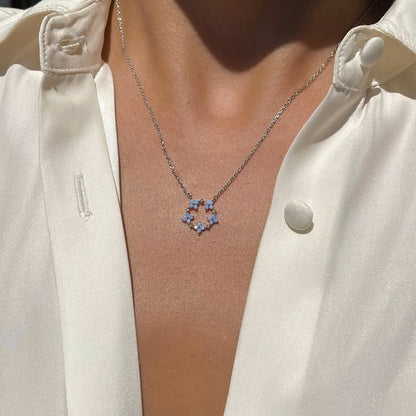 Blooming Baby Blue Flower 18K Gold-Plated Necklace