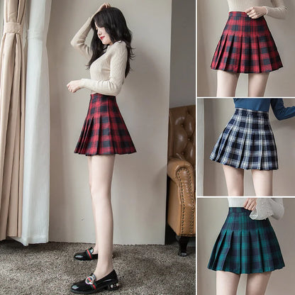 Harajuku High Waist School Girl Pleated Plaid Short Skirt
