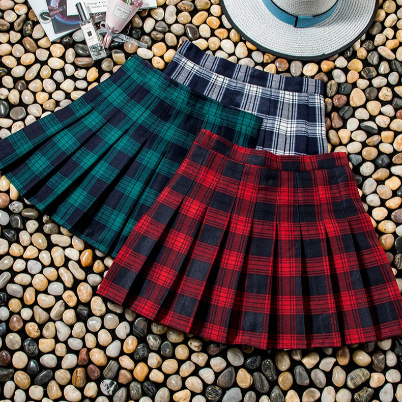 Harajuku High Waist School Girl Pleated Plaid Short Skirt