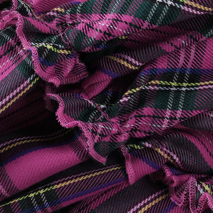 Harajuku Punk Princess Pink Red Plaid Pleated Skirt