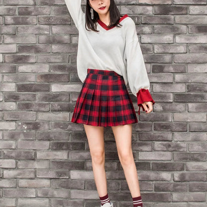 Harajuku High Waist School Girl Pleated Plaid Short Skirt