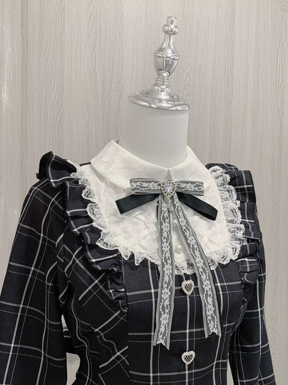 Harajuku Black Plaid Hearts Laced Lolita Women's Dress