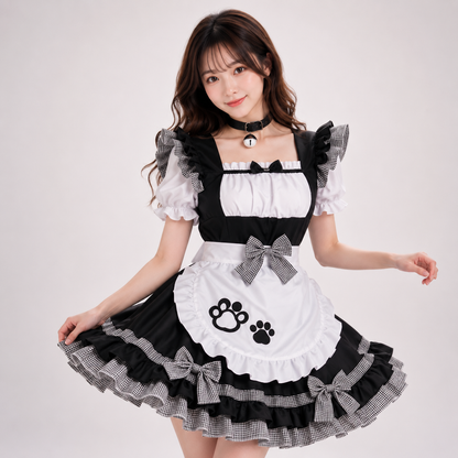 Pink Black Paw Lolita Maid Cosplay Women's Dress