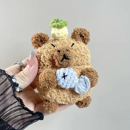 Winter Capybara Plush Airpods Case