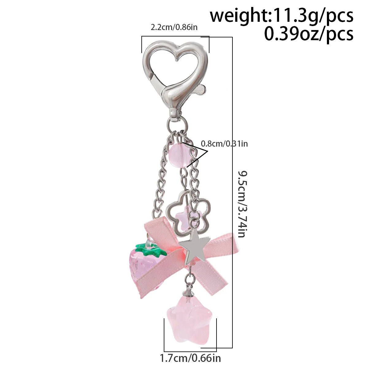 Strawberry Pink Star Charm Keychain