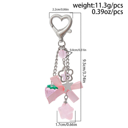 Strawberry Pink Star Charm Keychain