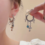 Chrome Cross Hoop Earrings