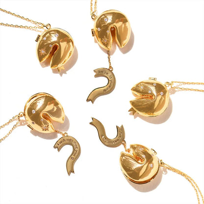 Fortune Cookie Hidden Message 18K Gold-plated Pendant Necklace