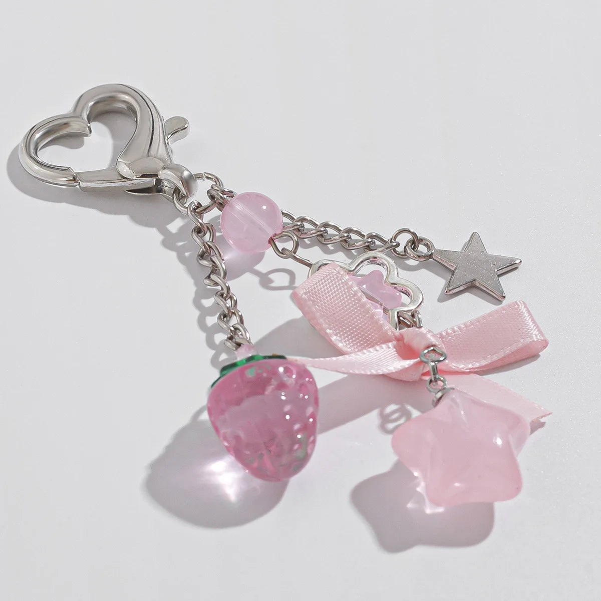 Strawberry Pink Star Charm Keychain