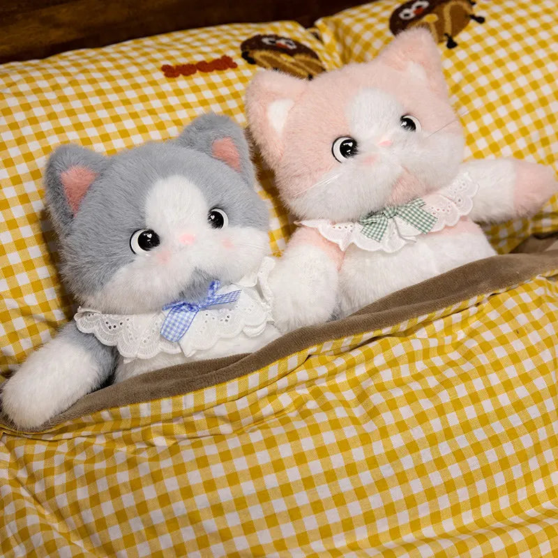 Kawaii Cat Plush Family with Collar