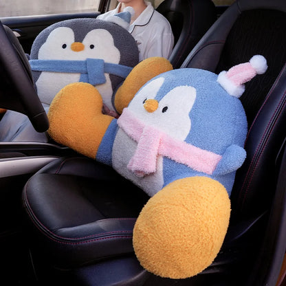 Fluffy Penguin Backrest Cushion Pillow Seat