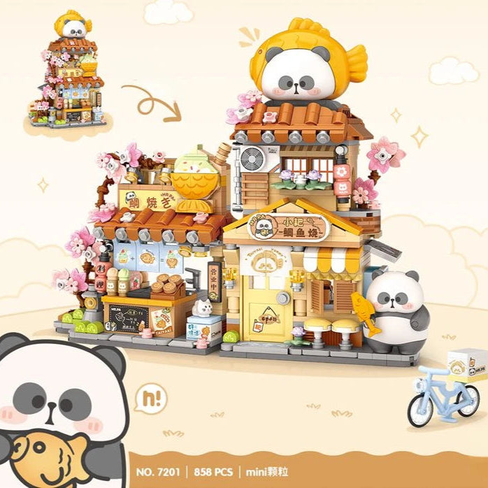Panda Taiyaki Flower Cafes Foldable Micro Building Set Collection