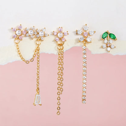 Flowery Dreams 18k Gold-plated Earrings (4pc Set)