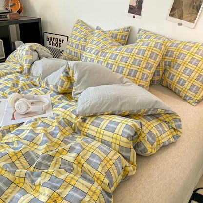 Pastel Large Checked Bedding Set Collection without Bed Sheet