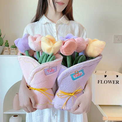 Pastel Tulip Plush Flower Bouquet