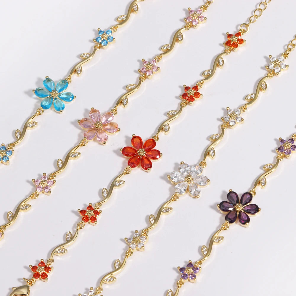 Sweetheart Blossom Floral Charm Bracelet