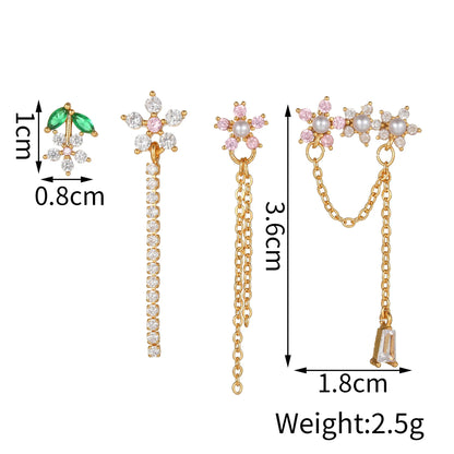 Flowery Dreams 18k Gold-plated Earrings (4pc Set)