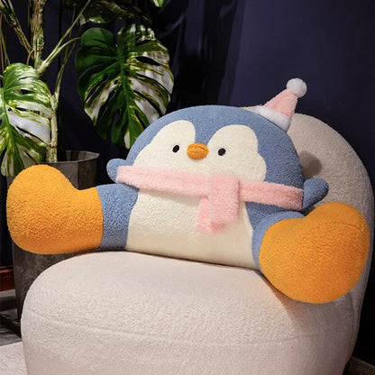 Fluffy Penguin Backrest Cushion Pillow Seat