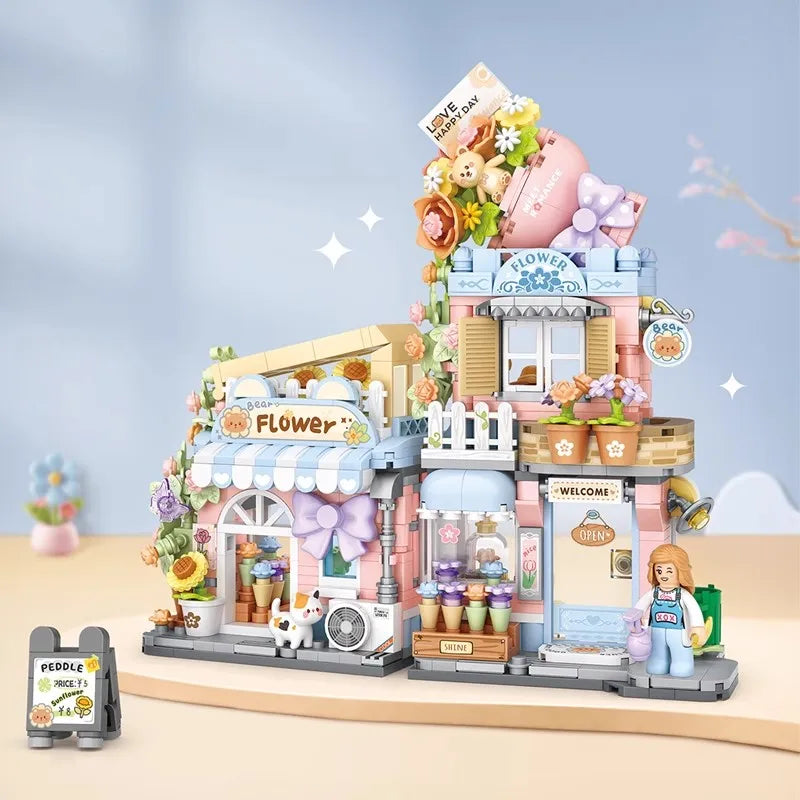 Cat Taiyaki Flower Cafes Foldable Micro Building Set Collection