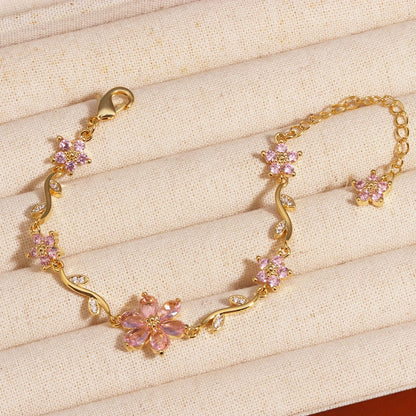 Sweetheart Blossom Floral Charm Bracelet