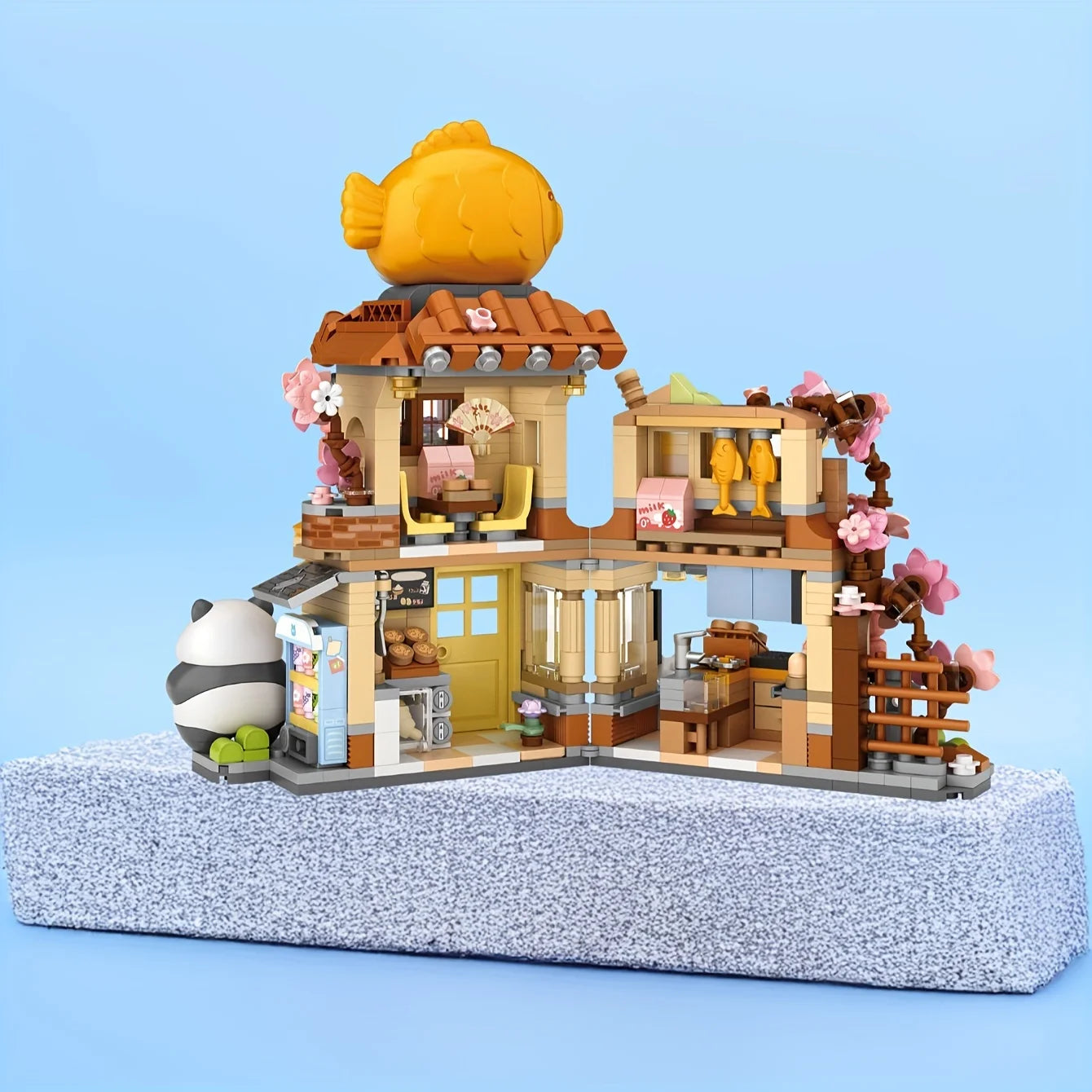 Panda Taiyaki Flower Cafes Foldable Micro Building Set Collection