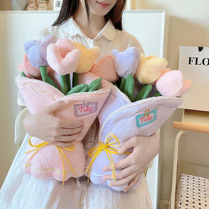 Pastel Tulip Plush Flower Bouquet