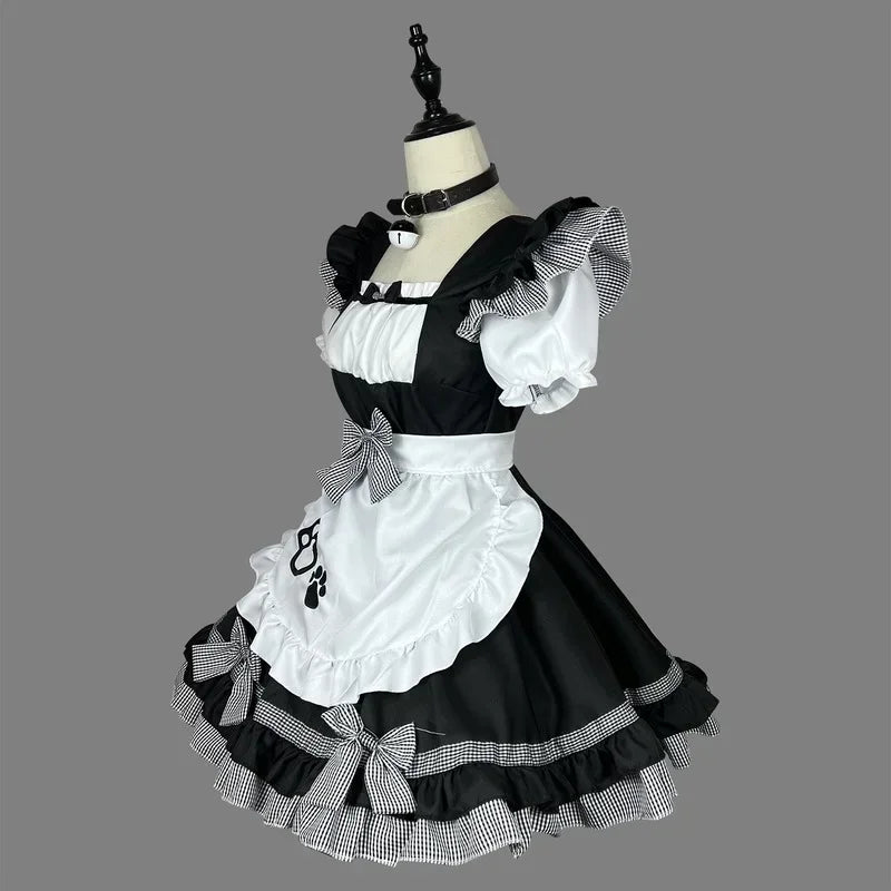 Pink Black Paw Lolita Maid Cosplay Women's Dress