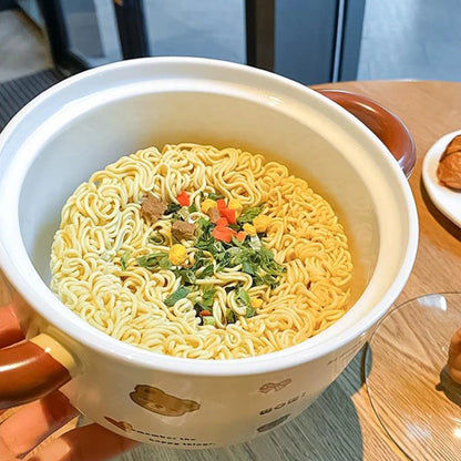 Kawaii Bear Giant Ceramic Ramen Bowl with Lid (750ML)