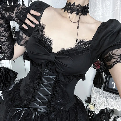 Midnight Lace Corset Gothic Women's Dress