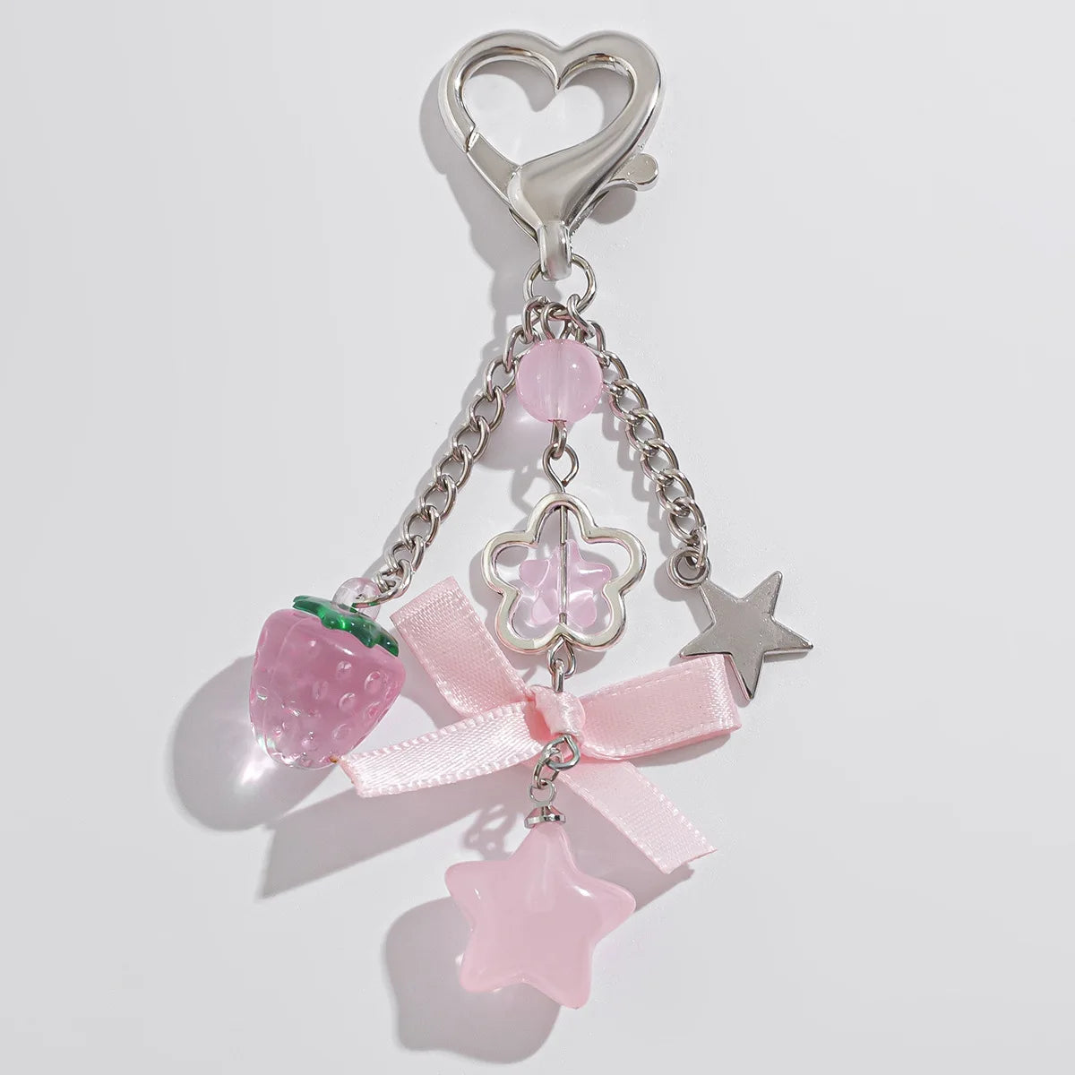 Strawberry Pink Star Charm Keychain