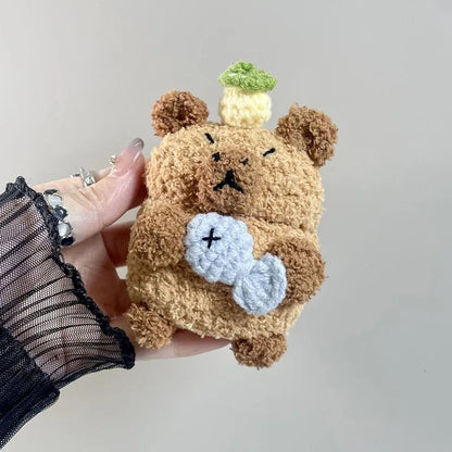 Winter Capybara Plush Airpods Case