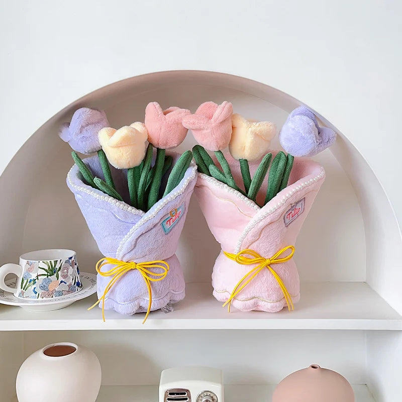 Pastel Tulip Plush Flower Bouquet