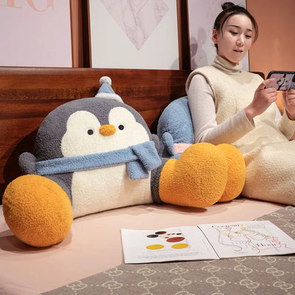 Fluffy Penguin Backrest Cushion Pillow Seat
