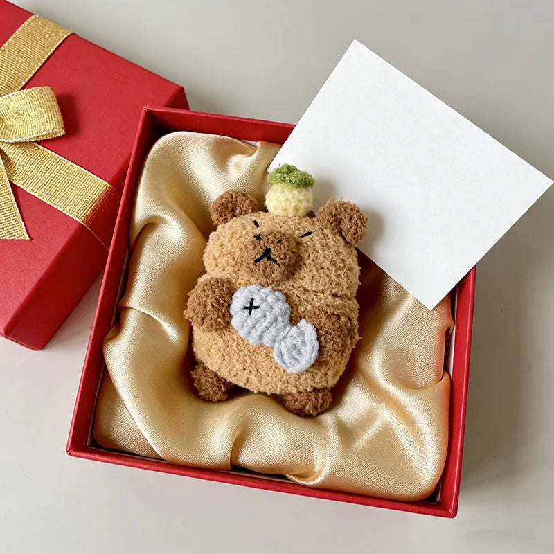 Winter Capybara Plush Airpods Case